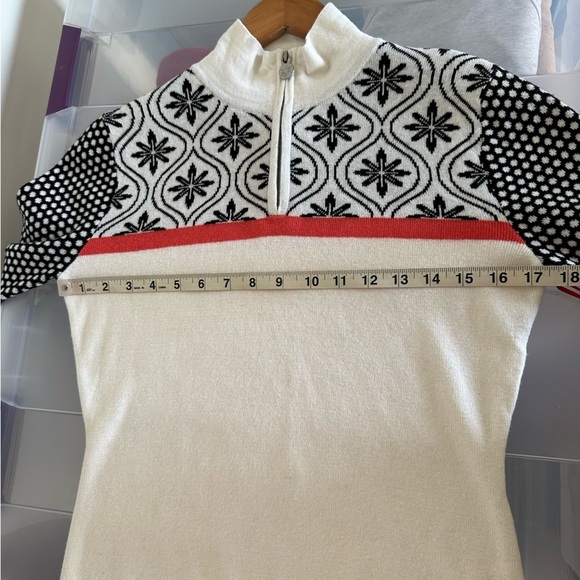 Never Fair Isle Snowflake Quarter Zip Knit Pullover Sweater Size XS - Picture 9 of 15
